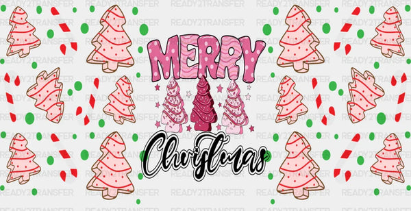 Merry Christmas Pink Tree - Christmas Cup Wrap UV Sticker Permanent UV DTF Decal