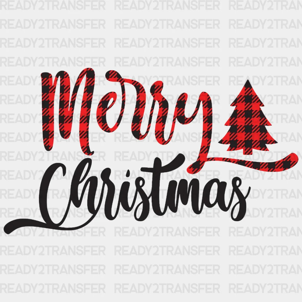 Merry Christmas Red And Black Dtf Transfer