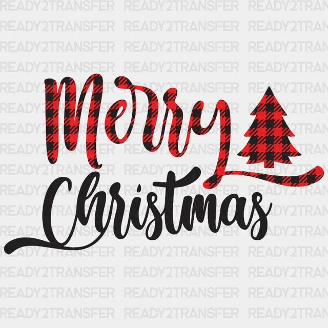 Merry Christmas Red and Black DTF Transfer ready2transfer Black