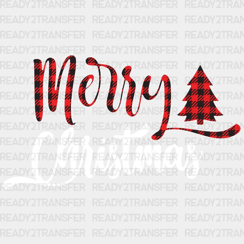 Merry Christmas Red And Black Dtf Transfer