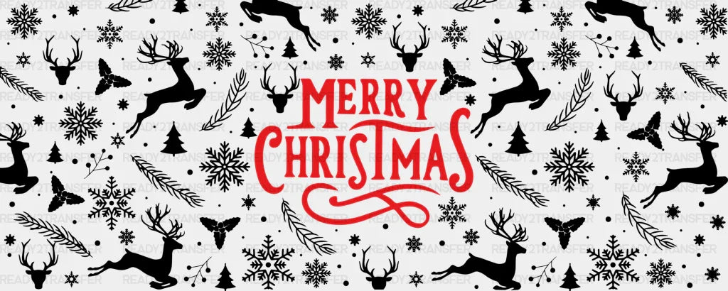 Merry Christmas Red Design - Cup Wrap Uv Sticker Permanent Dtf Decal