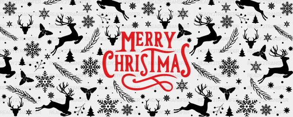 Merry Christmas Red Design - Christmas Cup Wrap UV Sticker Permanent UV DTF Decal