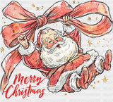 Merry Christmas Santa Holding Ribbon - Christmas DTF Transfer