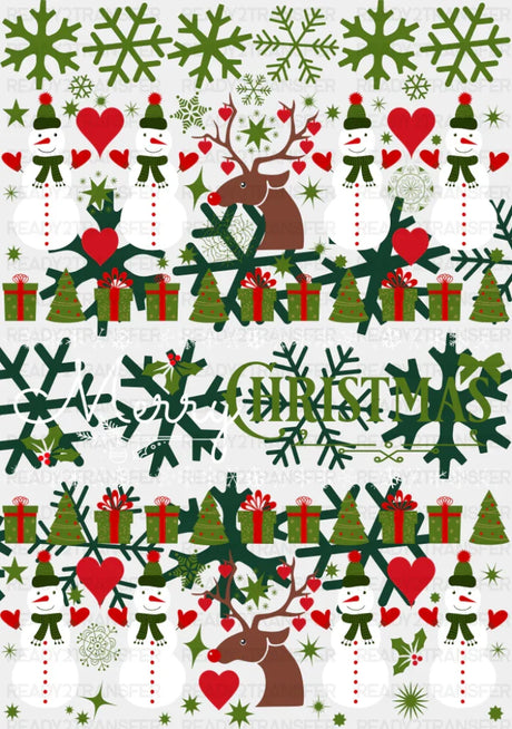 Merry Christmas Snowmen & Reindeers - Christmas DTF Transfer