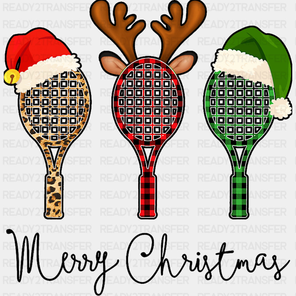 Merry Christmas - Tennis DTF Transfers ready2transfer Dark Color Design (See Imaging)