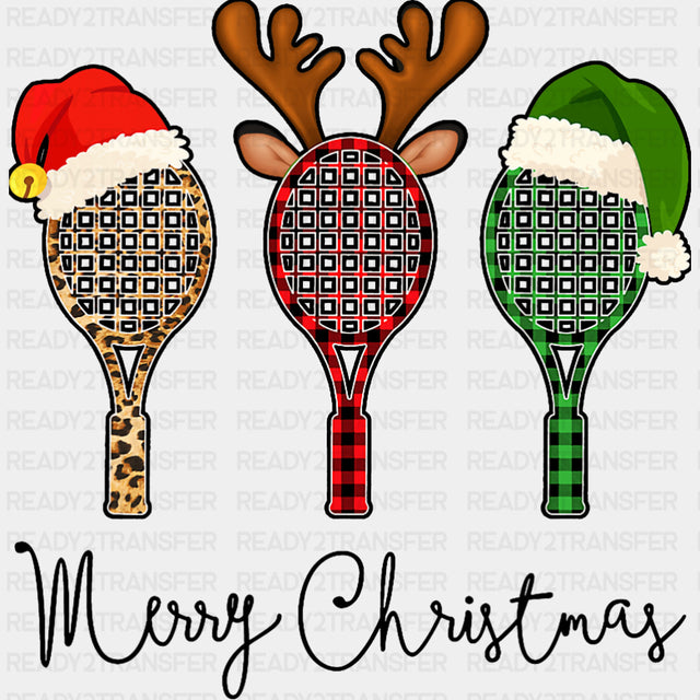 Merry Christmas - Tennis DTF Transfers ready2transfer Dark Color Design (See Imaging)