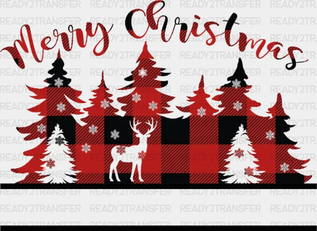 Merry Christmas Trees DTF Transfer ready2transfer Black