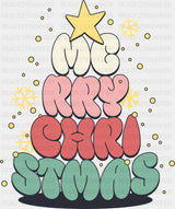 Merry Christmas Typography Art - Christmas DTF Transfer
