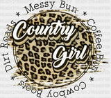 Messy Bun Country Girl Dtf Transfer