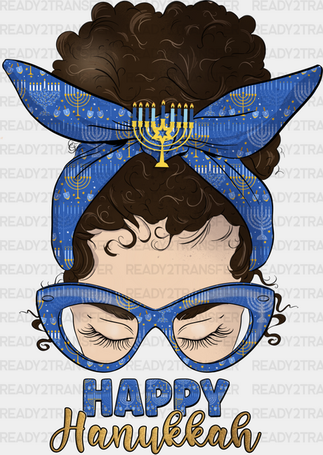 Messy Bun Happy Hanukkah - Dtf Heat Transfer