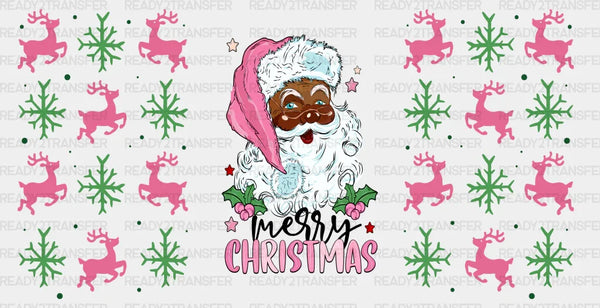Messy Christmas Pink Design - Christmas Cup Wrap UV Sticker Permanent UV DTF Decal
