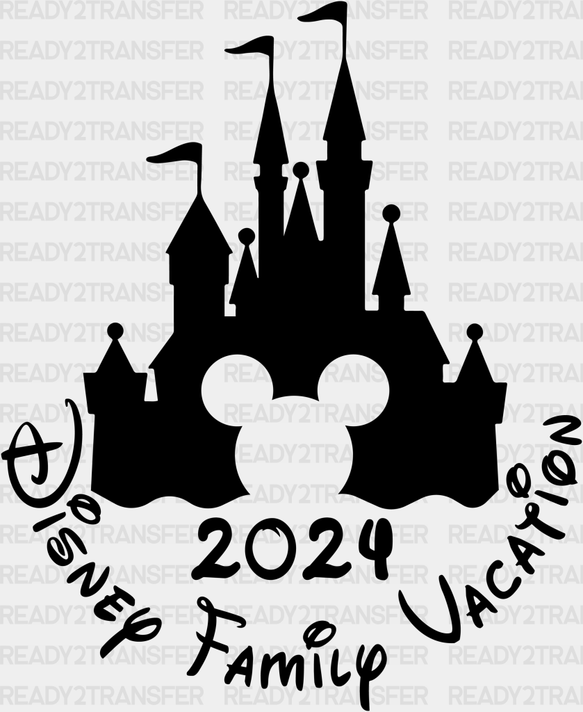 Mickey 2024 Disney Family Vacation Design - Dtf Transfer Adult Unisex S & M (10’) / Black