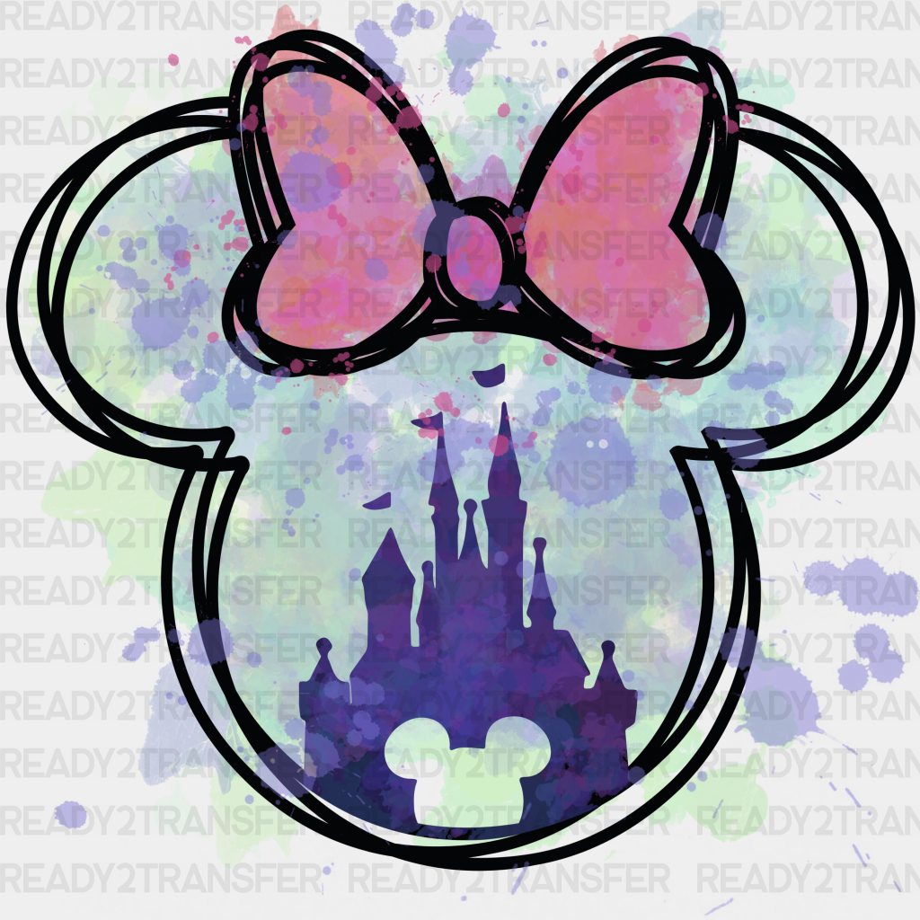 Mickey And Minnie Disneyland Pastel Paint Disney Dtf Transfer Adult Unisex - S & M (10’) /