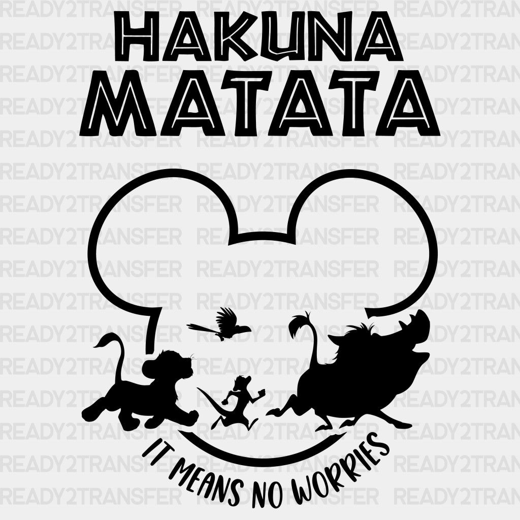 Mickey And Minnie Hakuna Matata Disney Dtf Transfer Adult Unisex - S & M (10’) /