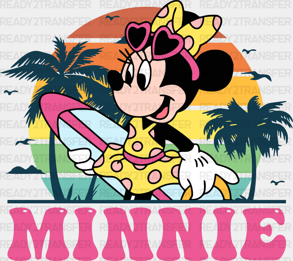 Mickey And Minnie Summer Disney Dtf Transfer Adult Unisex - S & M (10’) /