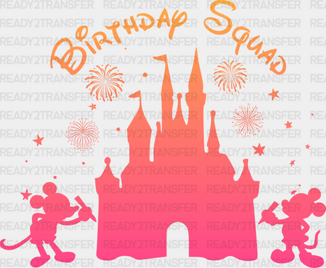 Mickey Birthday Squad Redish Castle Disney Dtf Transfer