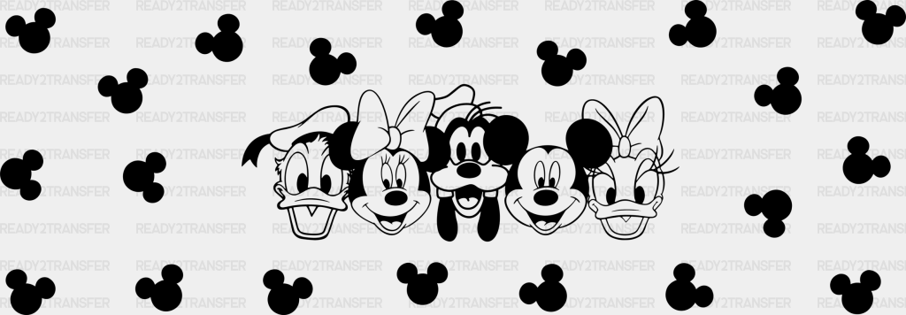 Mickey Characters Dark Design - Disney Cup Wrap Uv Sticker Permanent Dtf Decal