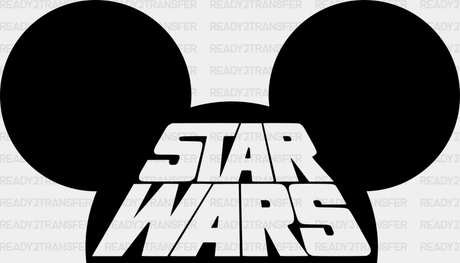 Mickey Head Star Wars Disney Dtf Transfer Adult Unisex - S & M (10’) / Black