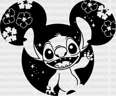 Mickey Head Stitch Disney Dtf Transfer Adult Unisex - S & M (10’) / Black