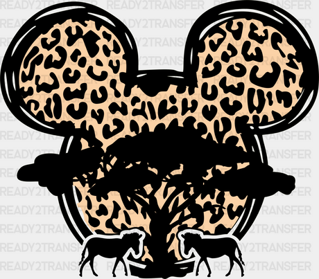 Mickey Head Wildlife Design Disney Dtf Transfer Adult Unisex - S & M (10’) / Black