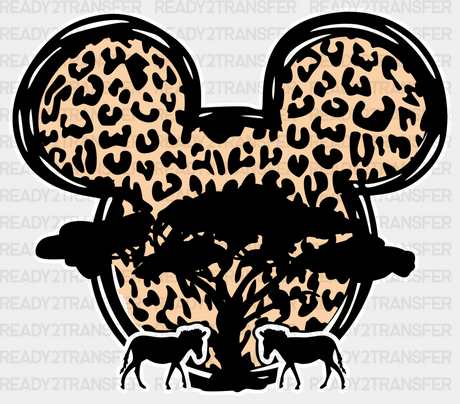 Mickey Head Wildlife Design Disney Dtf Transfer Adult Unisex - S & M (10’) / White