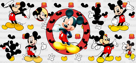 Mickey Mouse Red Circular Design - Disney Cup Wrap Uv Sticker Permanent Dtf Decal