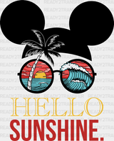 Mickey Palms Hello Sunshine Summer Dtf Transfer Adult Unisex - S & M (10’) / Black