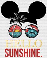 Mickey Palms Hello Sunshine Summer Dtf Transfer Adult Unisex - S & M (10’) / White
