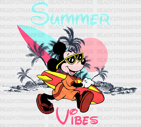 Mickey Summer Vibes Dtf Transfer Adult Unisex - S & M (10’) / White