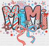 Mimi Ribbons Stars And Fireworks - 4th Of July DTF Transfer