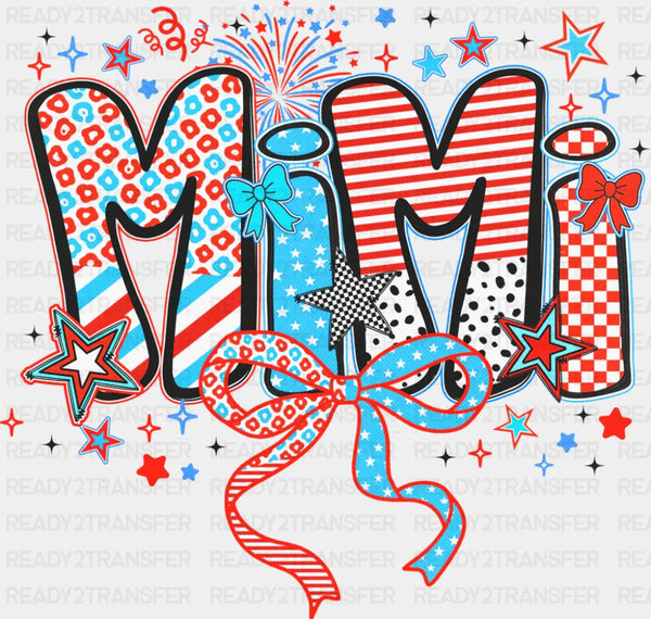 Mimi Ribbons, Stars And Fireworks - 4th Of July DTF Transfer