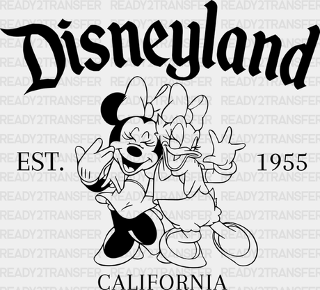 Minnie And Daisy Disneyland 1955 California Disney Dtf Transfer Adult Unisex - S & M (10’) / Black