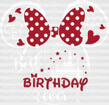 Minnie Best Birthday Ever Disney Dtf Transfer Adult Unisex - S & M (10’) / White