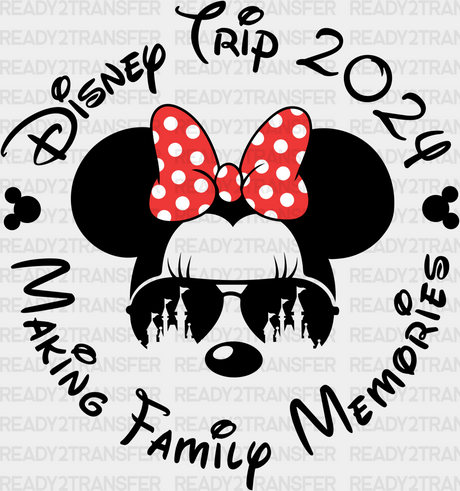 Minnie Disney Trip 2024 Design - Dtf Transfer Adult Unisex S & M (10’) / Black