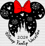 Minnie Disneyland 2024 Disney Family Vacation Design - Dtf Transfer Adult Unisex S & M (10’) / Black