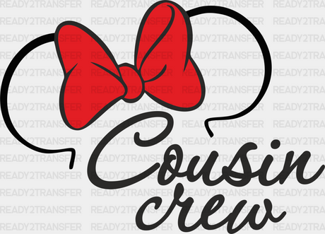 Minnie Head Cousin Crew Disney Dtf Transfer Adult Unisex - S & M (10’) / Black