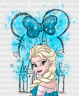 Minnie Head Elsa Disney Dtf Transfer Adult Unisex - S & M (10’) / Black