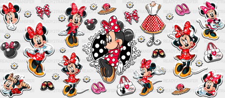 Minnie Mouse Dress Design - Disney Cup Wrap Uv Sticker Permanent Dtf Decal