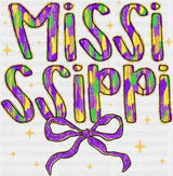 Mississippi Ribbon - Mardi Gras DTF Transfer