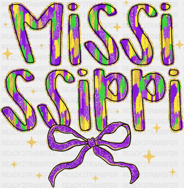 Mississippi Ribbon - Mardi Gras DTF Transfer