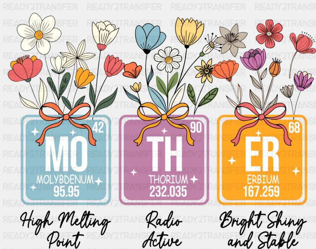 Mo Th Er Elements Flowers - Mother’s Day DTF Transfer Adult Unisex - S & M (10’’) / Dark Color Design (See Imaging)