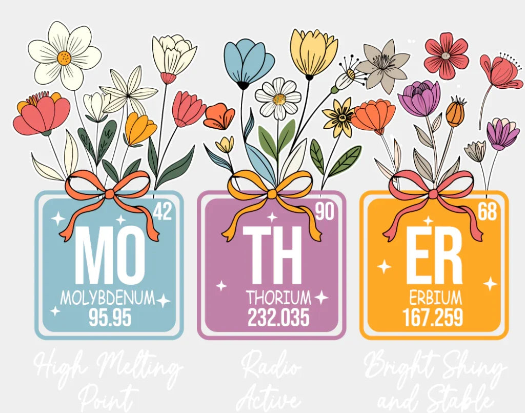 Mo Th Er Elements Flowers - Mother’s Day DTF Transfer Adult Unisex - S & M (10’’) / Light Color Design (See Imaging)