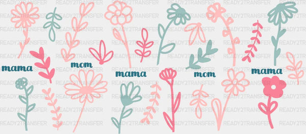 Mom Mama Flower Design - Mom Cup Wrap UV Sticker Permanent UV DTF Decal