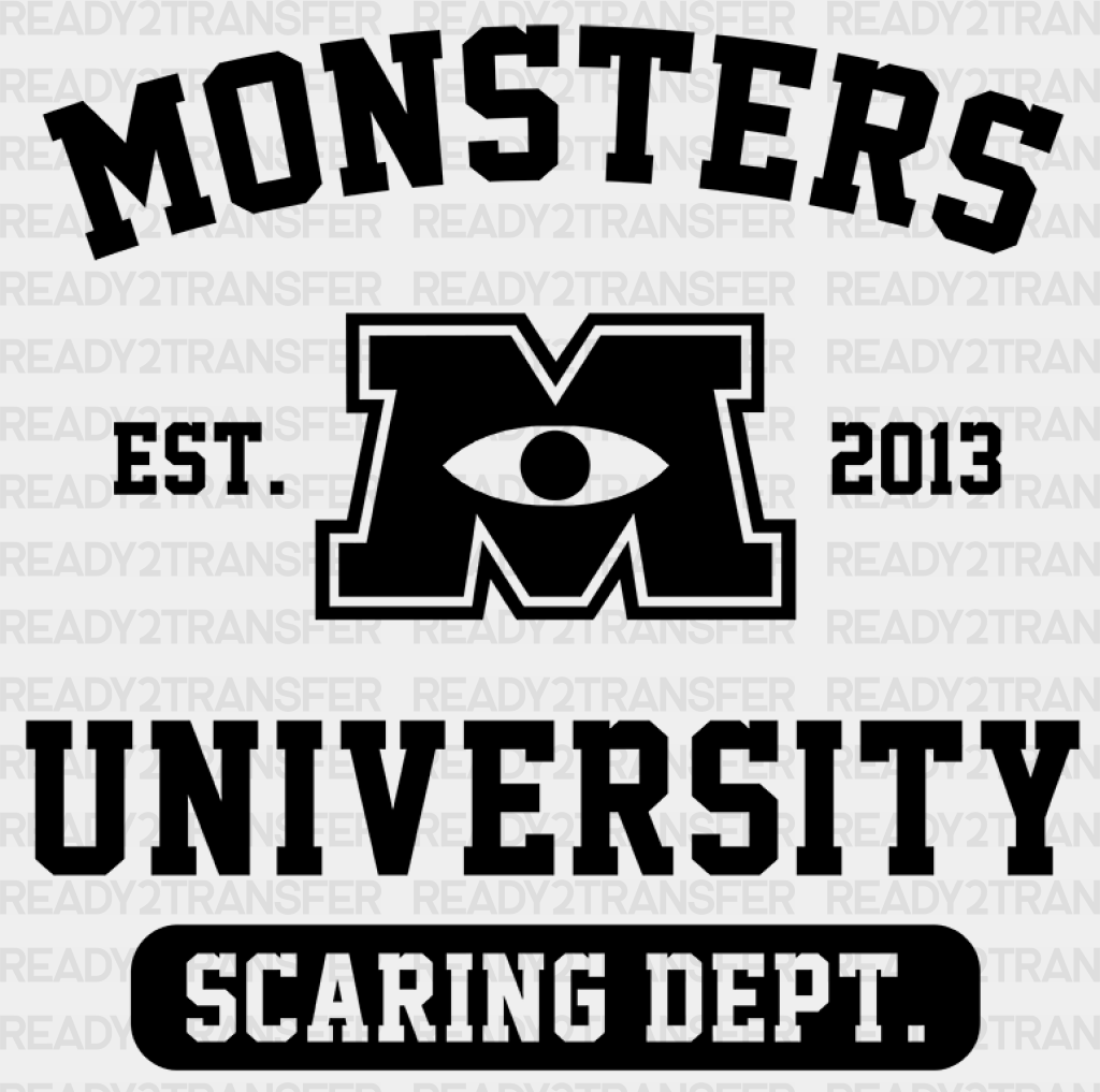 Monsters University Disney Dtf Transfer Adult Unisex - S & M (10’) / Black