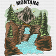 Montana Waterfall - Hiking DTF Transfers ready2transfer Dark Color Design (See Imaging)