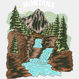 Montana Waterfall - Hiking DTF Transfers ready2transfer Light Color Design (See Imaging)
