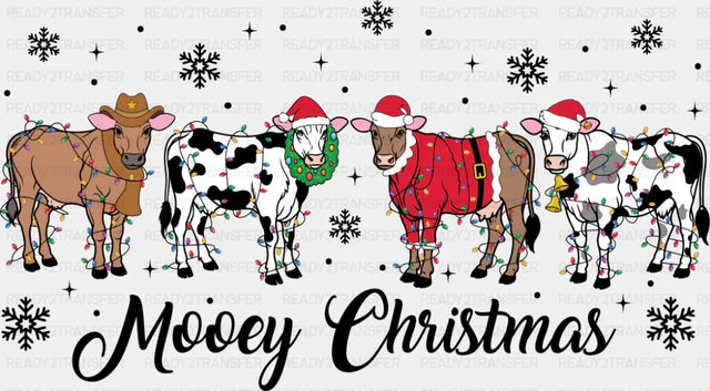 Mooey Christmas B&W - Christmas DTF Transfer Adult Unisex - S & M (10’’) / Dark Color Design (See Imaging)