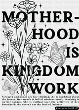 Motherhood Is Kingdom Work Flowers & Butterfly - Christianity DTF Transfer Adult Unisex - S & M (10’’) / Dark Color