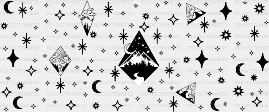 Mountain And Stars - Outdoor Cup Wrap Uv Sticker Permanent Dtf Decal