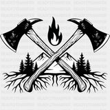 Mountains & Axes - Fire Department DTF Transfers ready2transfer Dark Color Design (See Imaging)